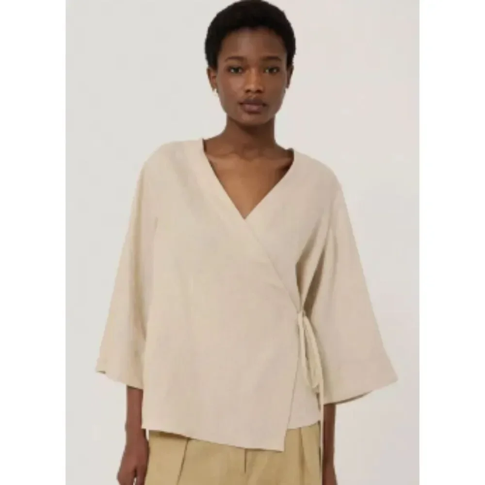 Wrap Front Pure Linen Top Pale Green 8